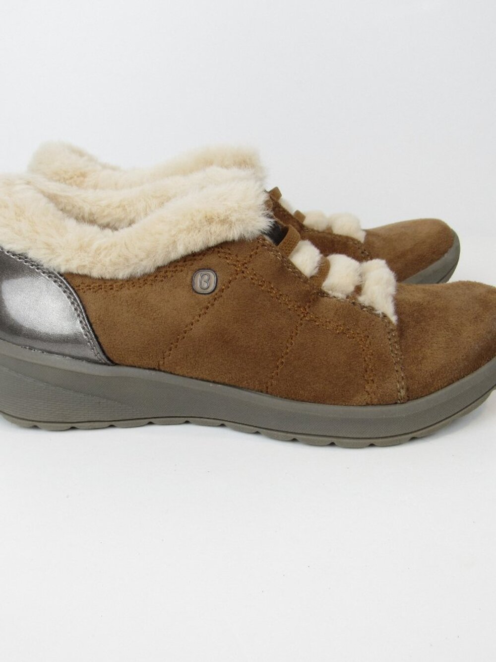 Bzees Casual Booties Golden Faux Fur Trim Slip On Comfort Women’s 6M